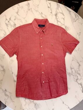 Lauren Ralph Lauren Red Short-Sleeve Button-Down Shirt